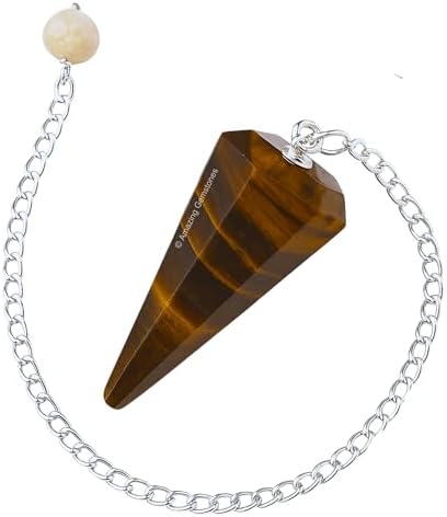 Amazing Gemstone Tiger Eye Crystal Pendulum for Divination - Certified Dowsing Crystals and Healing Stones for Chakra Balancing and Meditation - Enhance Reiki Spiritual Growth
