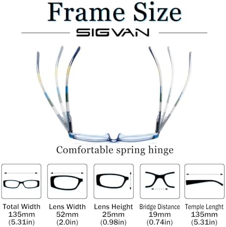 SIGVAN 5 Pack Spring Hinge Reading Glasses Rectangular Fashion Quality Readers for Men and Women (Multicolour 1, 3.00, x)