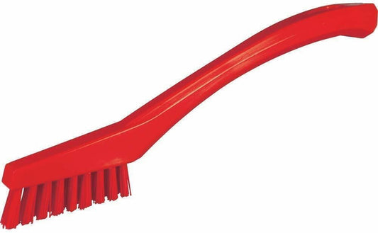 Vikan - 44014 Detail Brush, Multifunctional, Slip-Resistant Cleaning Tool, Extra Stiff Polypropylene & Polyester Bristle, 8 Inch, Red