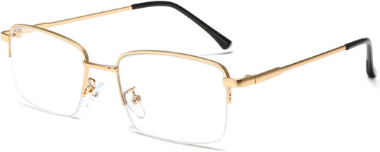 LJCZKA Half Rimless Blue Light Blocking Glasses Women Men Fresh Rectangle Computer Business Glasses