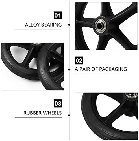 EXCEART 7 Inch Wheelchair Front Wheels - Solid Tire Replacement for Manual Wheelchairs - 2Pcs Easy Install Accessories with Ball Bearings