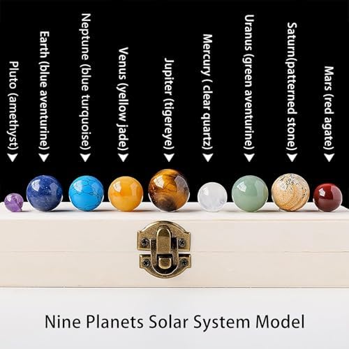Nine Planets Solar System Model Crystal Ball - Natural Crystal Gemstone Marble Space Home Desk Decoration - Creative Gifts