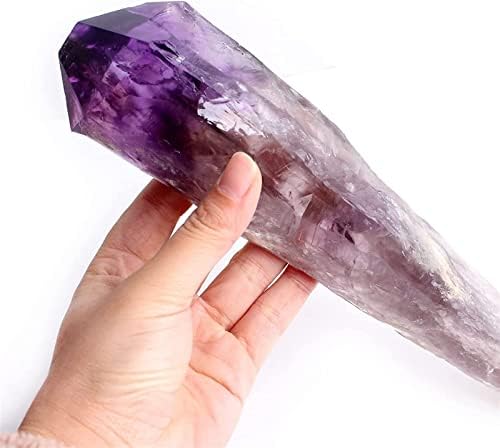 JCAKES Amethyst Rough Stone 1PC Natural Large Raw Amethyst Magic Wand Scepter Crystal Column Point Purple Stones Mineral Specimen Home Decor Ornaments (Size : L)