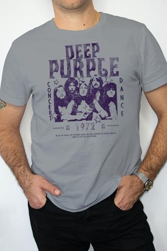 Deep Purple Band T Shirt 1972 Concert Tee Adult Grey Short Sleeve British Rock Vintage Style Graphic Tees
