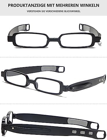 2 Pack Portable Folding Reading Glasses Women Men Slim Mini Pocket Lightweight 360 Degree Readers Eyeglasses