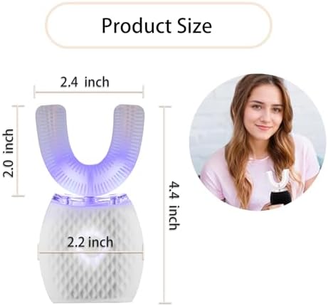 Automatic Toothbrush for Adults Ultrasonic Toothbrush Rechargeable Waterproof Design with Soft Bristles 30s Timer Wireless Charging Portable Travel Home Use (White)