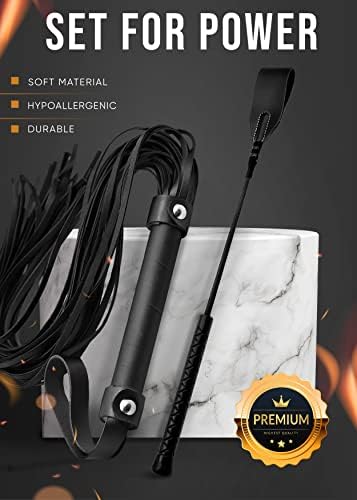 Black Sex Whip Adult Crop 18" BDSM Whip Set Bondage Flogger Kit Crop Sex Set Adult Crop Paddle Spanking BDSM Set Spanking Paddle Adults Flogger BDSM Starter Kit