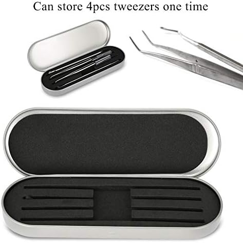 Tweezers Storage Case, Eyelash Extension Tweezers Box, Eyelash Extension Makeup Tool Organizer Case for Eyelashes Tweezers Scissors Lash Brush Eyeliner(Silver)