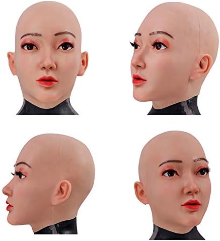 YRZGSAWJ Soft Silicone Headgear Female Full Face Can Make up Mask for Crossdresser Transgender