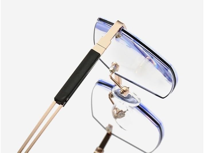 Retro Blue Light Blocking Metal Computer Readers Anti Glare Eyeglasses Reading Glasses Polygon Flat Light Mirror (Color : Black-Golden, Size : +0.00)
