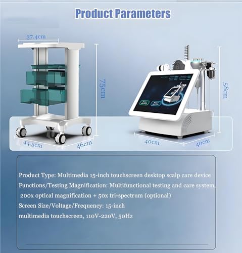 Generic Skin Diagnosis Hair Analyzer with Cart, 20" Display Scalp Analysis Machine HairFollicle Digital Scalp Scanner Microscope Scalp Hair Follicle Detector(B)