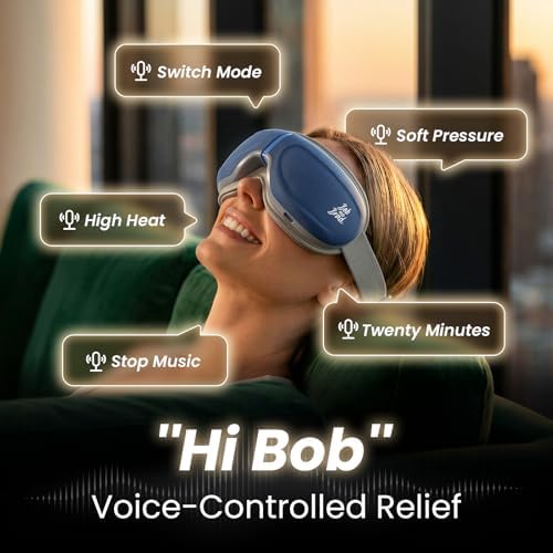 BOB AND BRAD Eye Massager with Heat and Cooling Voice Control, FSA Eligible HSA, EyeOasis 3 Voice Temple Massage, Heated Eye Massager for Migraines & Dry Eyes Relief, Fathers Day Dad Gifts for men mom
