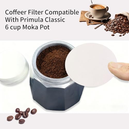 Coffee Filters Compatible With Primula Classic Stovetop Espresso and Coffee Maker 6 cups Moka Pot (200 Count)