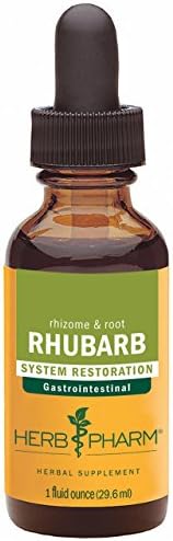 Herb Pharm Certified Organic Rhubarb Liquid Extract Drops for Digestive System Support, 1 Oz