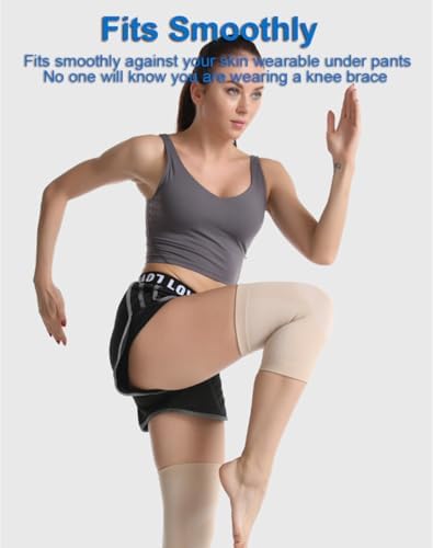 1 Pair Knee Compression Sleeves for Women & Men, Lightweight Thin Knee Sleeves for Knee Pain Relief, Knee Warmers Knee Brace Undersleeve Dancer Knee Pads, Knee Brace for Women Daily Use, Vendas Para Rodillas (Black, Medium)