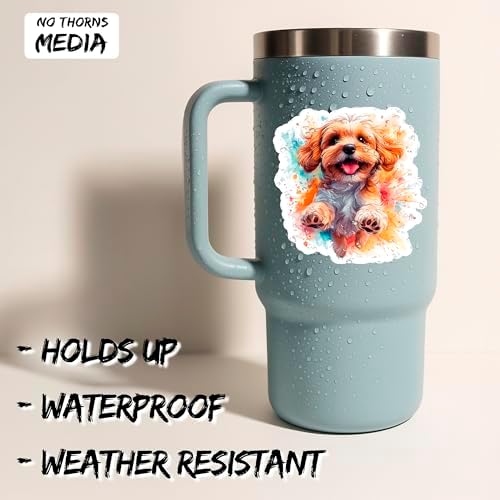 Cockapoo Sticker 4 Inch 2-Pack Curly Cute Hybrid Dog – Waterproof Vinyl Decal for Laptop Water Bottle Car Tumbler - Durable Aesthetic Long-Lasting Stickers for Adults ID45039