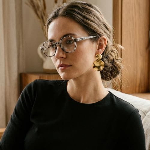 2SeeLife Oversized Hexagon TR-90 Reading Glasses for Men & Women – Medium–Wide Fit, Durable, Spring Hinges, Premium Readers, Gray Tortoise, +3.00
