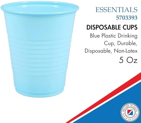Essentials Healthcare Products Plastic Drinking Cups - Full Case of 1000 Cups - Blue 5 oz Disoposable Cups for Cold Beverages, Parties, Office, or Medical Use - Durable & Convenient