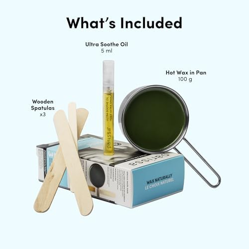 Parissa Natural Face & Lip Hard Wax Kit | No-Strip Hot Wax for Coarse Facial Hair removal | Sensitive Skin Formula with Post-Wax Oil | 3.5 oz (100 g)
