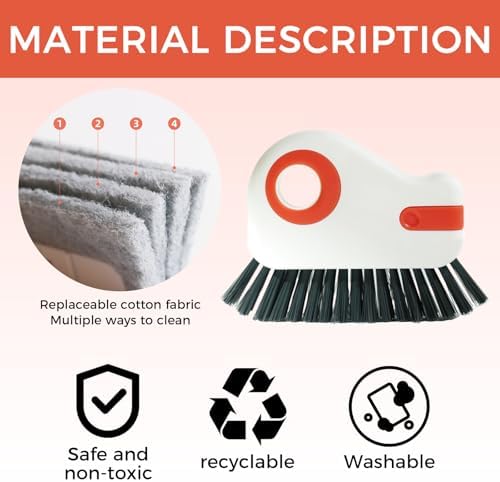 2 Sets Window Track Cleaner Tools, 2-in-1 Groove Cleaning Brush with Scraper & Dustpan, Hard Bristle Crevice Brush for Sliding Door, Window Sill, Shower Seal, Reusable Deep Cleaning Tools