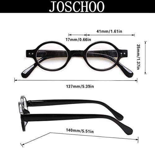 JOSCHOO 5 Pack Retro Round Reading Glasses Mini Small Comfortable Readers for Women Men (5 Mix, 1.5)Medium