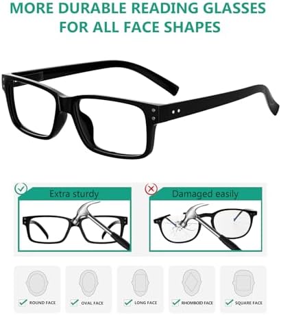 Eyekepper Vintage Reading Glasses for Men - 3 Pack Spring Hinges Classic Readers - Black Frame +3.00