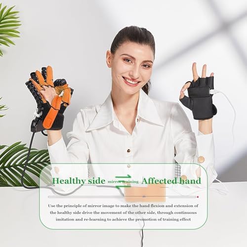 GAOXIAO Rehab Hand Exerciser Aids Robotic Glove, Finger Function Rehabilitation Trainer Robot Rehab Gloves for Spasticity from Stroke Hemiplegia Training Recovery Equipment Rehab Set B Right XL