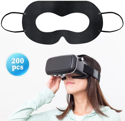 200 Pcs Disposable VR Face Mask Breathable Cover for VR Nonwoven Fabric Sanitary Eye Mask, Eye Cover Pad (Black)