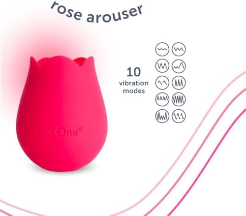 plusOne Rose Toy Vibrator for Women, Nipple and Clitoral Stimulator, Body-Safe Silicone, Waterproof, USB Rechargeable with 10 Pulsing Settings Sex Toy, Red