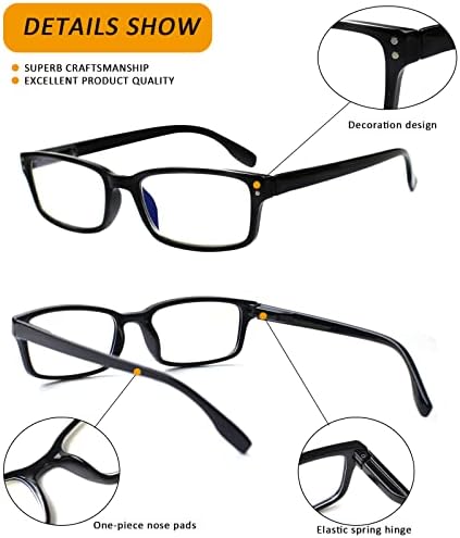 Kerecsen 6-Pack Reading Glasses Blue Light Blocking,Spring Hinge Readers for Men Women,Computer Eyeglasses