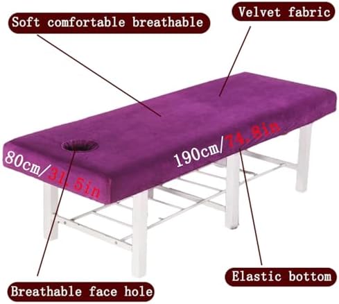 Massage Bed Sheet with Face Hole for Spa Salon, 80×190 cm/31.5×74.8 inch Massage Table Cover Washable Crystal Velvet Fabric, Elastic Cord for Facial Couch and Table(Pink)