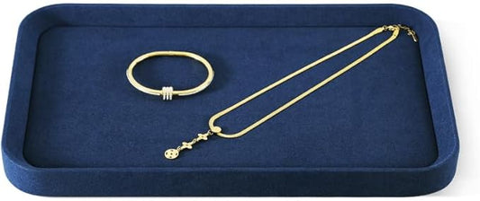 Jewelry Display, Microfiber Valet Tray,Luxury Jewelry Drawer Organizer,Premium Flat Tray,Blue Jewelry Tray