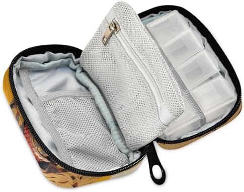 Pill Organizer Case Pouch Anime Warrior Print for Travel, Portable Pill Box 7 Days Capacity