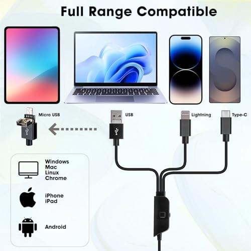 Full HD 1080P USB Digital Microscope Camera for iPhone iPad Android PC, 50-1000X High Definition Portable Handheld Microscope with Light for Coin Plants Trichome Soldering Skin Scalp