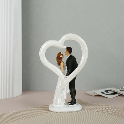 Wedding Cake Topper Bride and Groom Figurine Elegant Resin Cake Decoration for Weddings Engagements Anniversaries