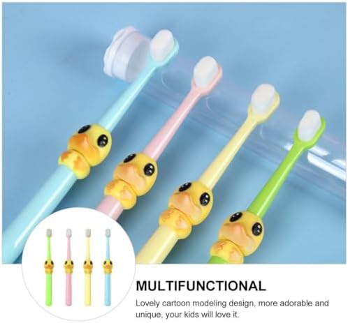 Baluue 4pcs Cartoon Bristle Toothbrush Set for Ages 2-10, Soft Bristles Manual Toothbrushes with Colorful Animal Design, and Young Dental Care