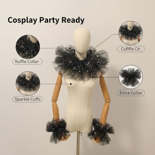 Elizabethan Renaissance Collar and Cuffs Set Elegant Historical Clown Collar Accessories for Women