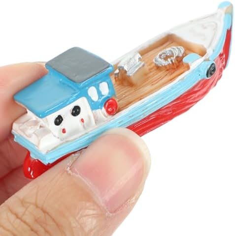 Toyvian Miniature Resin Boats, 6pcs Mediterranean Style Mini Sailing Boat Figurines Nautical Tabletop Decor for Fairy Garden Terrarium Beach Cake Topper DIY Micro Landscape