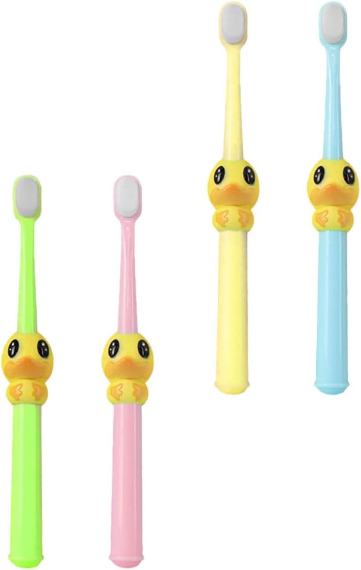 FOMIYES 4pcs Cartoon Soft Bristle Toothbrushes for Ages 2-10, Mild Teeth Cleaning Brush with Colorful Animal Design, Oral Care Manual Toothbrush Set