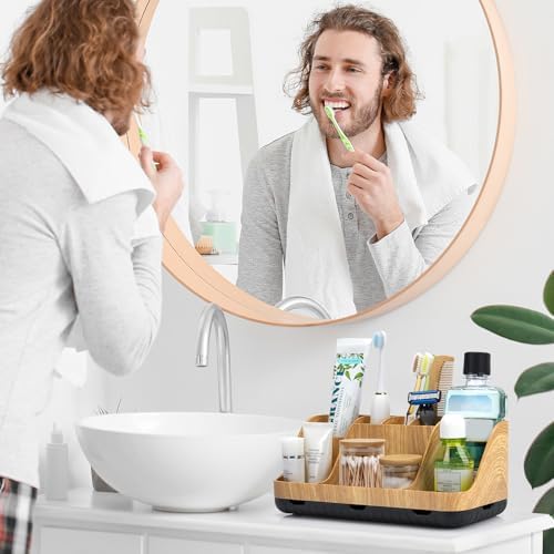 GFWARE Bathroom Organizers and Storage - Detachable 7 Slots Kids Electric Toothbrush and Toothpaste Holde Drainage for Bathroom Accessories Organization Counter Vanity Storage