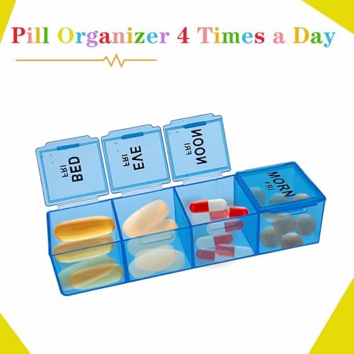ZVZM Weekly Pill Organizer 4 Times a Day, Medicine Organizer Box, Travel Daily Pill Box Organizer 7 Day, Pill Case, Pill Container Holder for Hold Vitamins/Fish Oils.