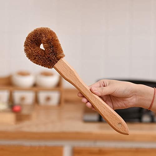 Kitchen Wooden Handle Coconut Fiber Cleaning Brush Dish Bottle Scrub Wash Tool