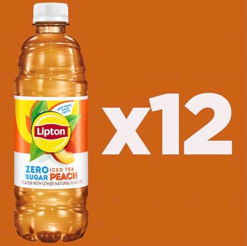 Lipton Zero Sugar Iced Tea, Peach, 16.9 fl oz Bottles, (12 Pack)