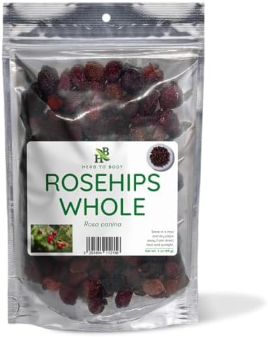 Herb To Body Rosehips Whole - Rosa Canina, Whole Dried Rosehips for Herbal Tea, Infusions & Culinary Preparations, Wildcrafted 4oz