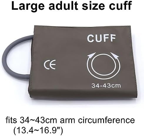 NIBP Cuff with BP12 Connector for Large Adult, 34-43 cm Single Tube Reusable PU Brown Replacement Blood Pressure Cuff with Inner TPU Airbag