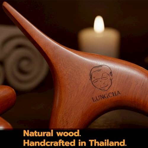 Lungcha 4 Types, 5 Piece Set Traditional Thai Massage Reflexology Wooden Stick Tool (Set of 4 Types Body Hand Foot Massage)