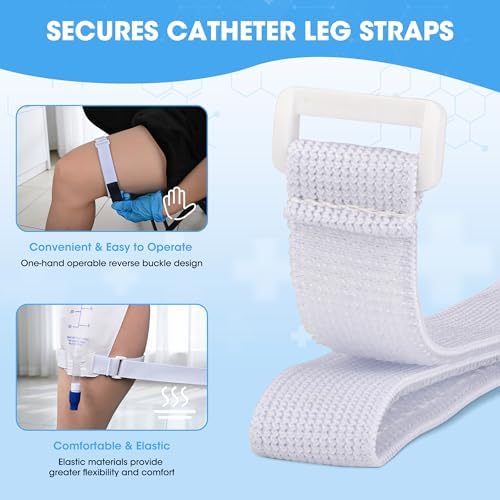 4 PCS Leg Bag Straps, Adjustable Urine Drainage Bag Strap Catheter Leg Bag Straps with Soft Elastic Fabric for Post-Surgery, Elderly Care, Washable, Latex-Free, Black