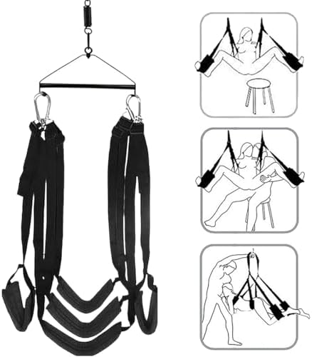 Sex Swing Ceiling Adult BDSM Bondage 360 Spinning Indoor Bedroom Swing Sex Toys for Women Adults Couples with Steel Triangle Frame Heavy Duty Holds Up to 800LBS Sweatshirt