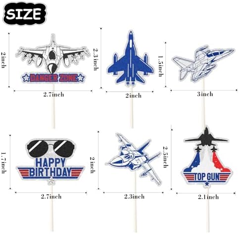 Fighter Pilot Party Cupcake Toppers 18pcs Jet Fighter Pilot Cake Decorations Kids' Military Themed Birthday and Baby Shower Party Decorations