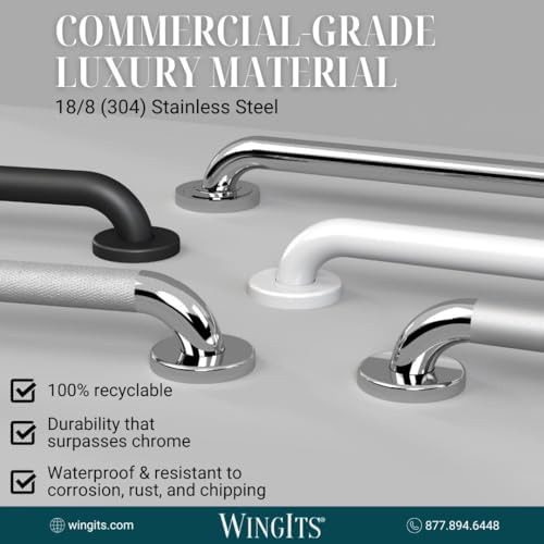 WingIts WGB5SS42 STANDARD Grab Bar, Concealed Mount, Satin Stainless Steel, 42-Inch Length by 1.25-Inch Diameter